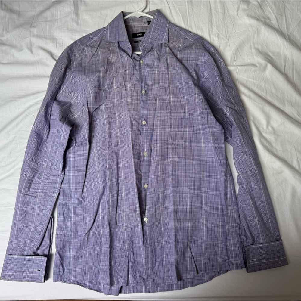 Lot of 7 Dress Shirts - Hugo Boss, Lands’ End, Perry Ellis, Sarar